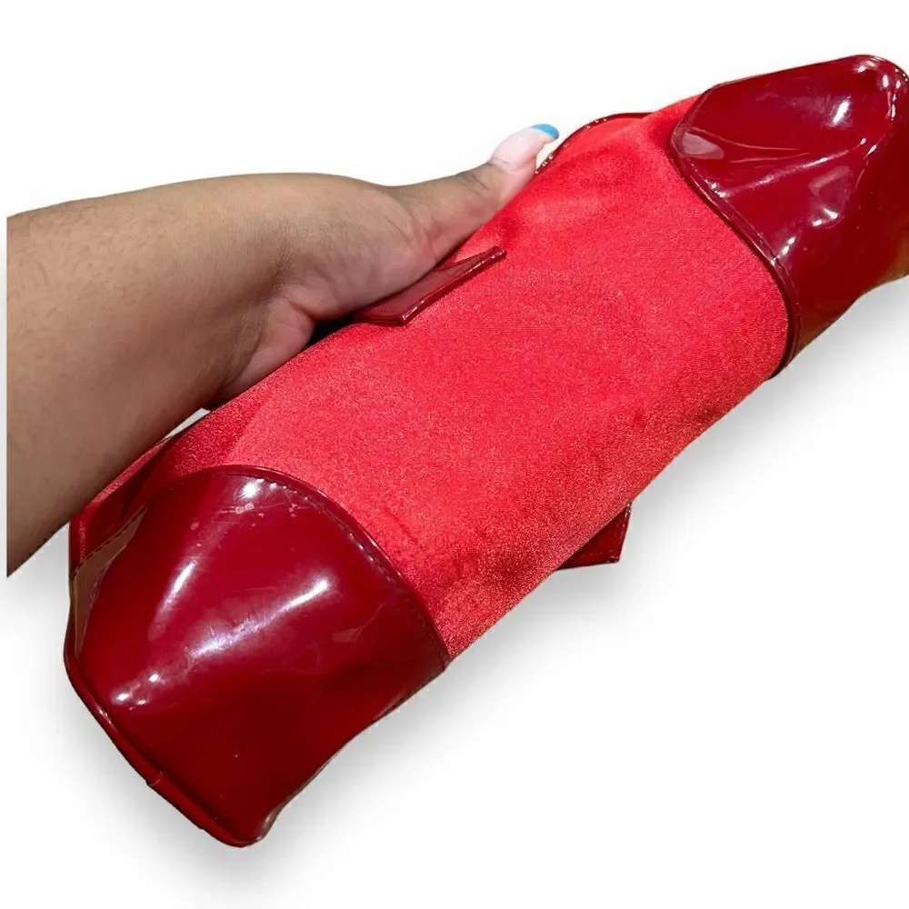 Revolve Dior Vintage Parfum Red Satin Toiletry Bag or Purse Clutch with Buckle